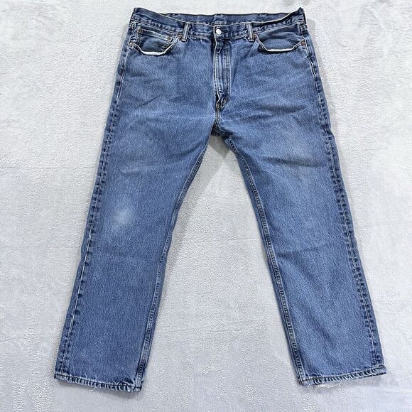 Levis 505 Jeans 40x30 Blue Denim‎ Straight Leg Regular Retro Medium Wash - Picture 1 of 8